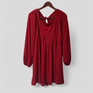 Red Velvet Burnout Stripped Dress‎ XXL Whimsigoth Vampire Dark Romance Emo